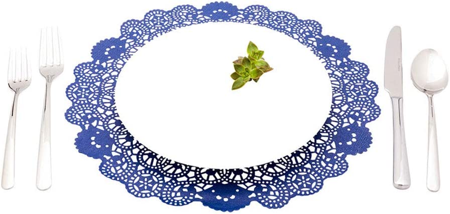 Disposable Paper Lace Doilies – Navy Blue – Round – Use with Cakes, Desserts, Baked Goods, Weddings, Decoration – 12″ x 12″ – 100ct Box – Pastry…