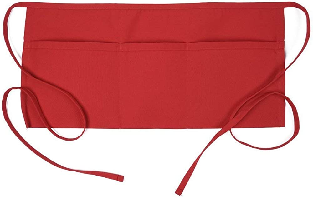 Fame Original 3 Pocket Waist Apron 18133 for Adults in Red – One Size Fits Most – Unisex (F9-83478)