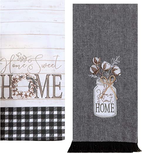 Kay Dee Designs Farmhouse Home Sweet Home Terry & Tea Towels, Set of 2 Farmhouse Rustic Kitchen Towels for Farmhouse Kitchen Decor Towels, Kitchen…