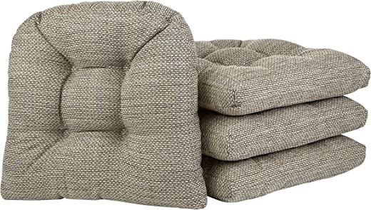 Klear Vu Tyson Gripper Universal Non-Slip Overstuffed Dining Chair Cushion, 4 Count (Pack of 1), Natural 4 Pack