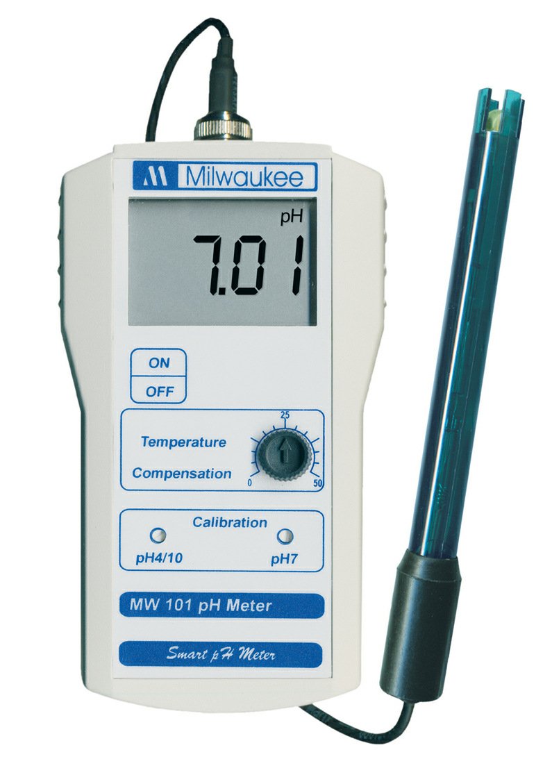 Milwaukee MW100 LED Economy Portable pH Meter with Manual Calibration, 0.0 to 14.0 pH, +/-0.2 pH Accuracy, 0.1 pH Resolution