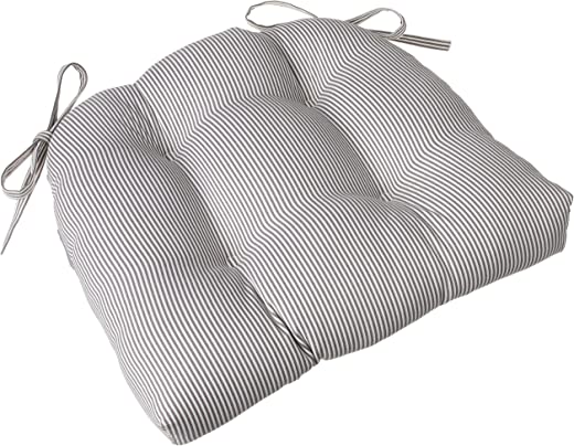 Pillow Perfect Oxford Charcoal Reversible Chair Pad (Set of 2), Grey