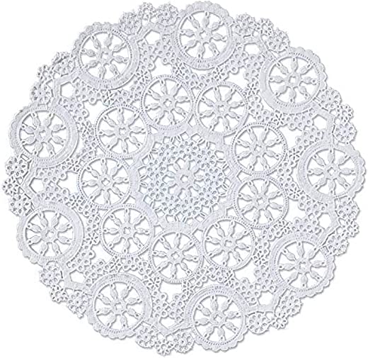Royal Consumer Medallion Lace Round Paper Doilies, 10-Inch, Pack of 12 (B23005), White