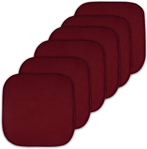 Sweet Home Collection Cushion Memory Foam Chair Pads Honeycomb Nonslip Back Seat Cover 16″ x 16″ 6 Pack Wine Burgundy
