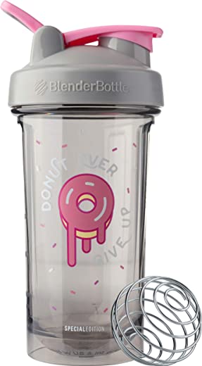 BlenderBottle Foodie Shaker Bottle Pro Series Perfect for Protein Shakes and Pre Workout, 24-Ounce, Donut Ever Give Up