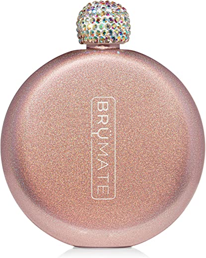 BruMate Glitter Women’s Flask – 5oz Stainless Steel Flask for Liquor & Spirits – Pocket & Purse – Cute, Girly – Ideal Gift for Women (Rose Gold)