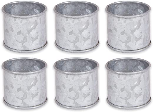 DII Basic Napkin Ring Collection Decorative, Galvanized Silver, One Size, 6 Count
