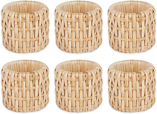 DII Basic Napkin Ring Collection Decorative, Rattan, One Size, 6 Count