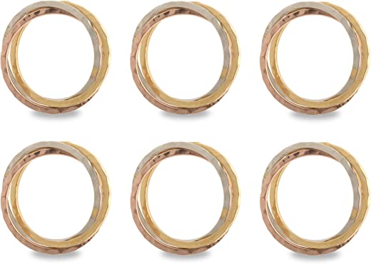 DII Decorative Basic Intertwined Napkin Ring Set, Tri-Color, 6 Count