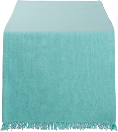 DII Everyday Collection, Fringed Solid Tabletop, Table Runner, 14×72, Aqua
