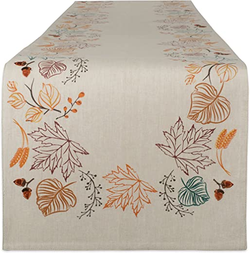 DII Fall Table Decorations Indoor Décor, Thanksgiving, Reversible Table Runner, 14×72, Autumn Leaves
