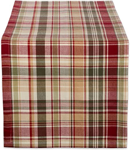 DII Give Thanks Plaid Fall Table Decor, Autumn & Thanksgiving Tabletop Linens, 14×72 Table Runner