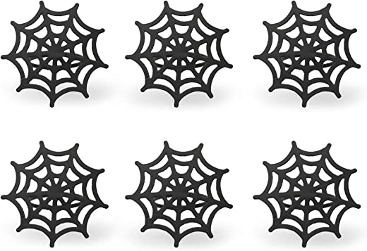DII Halloween Napkin Rings Novelty Tabletop Décor Set, 3″ Dia, Black Spider Web, 6 Piece