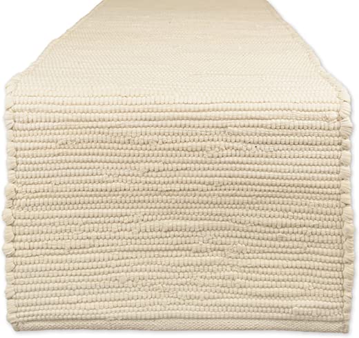 DII Handmade Chindi Tabletop, Reversible and Machine Washable, Table Runner, 14×72, Natural