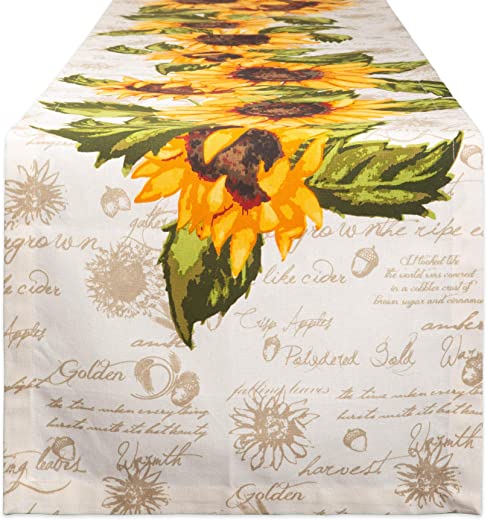 DII Rustic Sunflower Tabletop Collection, Table Runner, 14×72