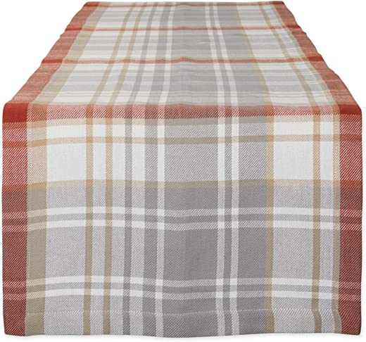 DII Thankful Autumn Collection Fall Tabletop Decoration, Table Runner, 14×72, Cozy Picnic Plaid