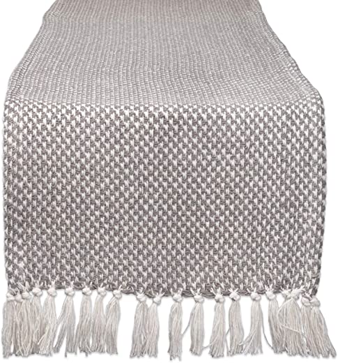 DII Woven Basics Collection 100% Cotton Knit Table Runner, 15×72, Gray