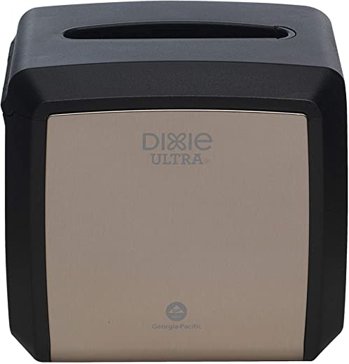 Dixie Ultra Tabletop Interfold Napkin Dispenser by GP PRO (Georgia-Pacific), Stainless, 54528A, Holds 275 Napkins, 7.600” W x 6.100” D x 7.200” H