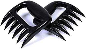 Elly Ultra Sharp Meat Gripping Lifting and Shredding Blades-Dishwasher Safe Pulled Pork on Grill Accessories Plastic Bear Claws, Black