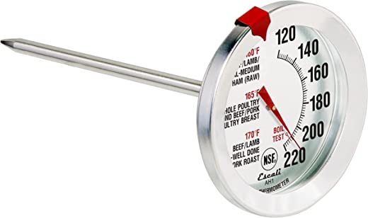 Escali AH1 NSF Certified ProAccurate Oven Safe Meat Thermometer, Extra Large Dial, Silver