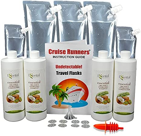 Fake Shampoo & Conditioner Bottles By CRUISE RUNNERS Hidden Liquor Alcohol Flask Kit For Cruise Booze Bags Enjoy Rum Runners