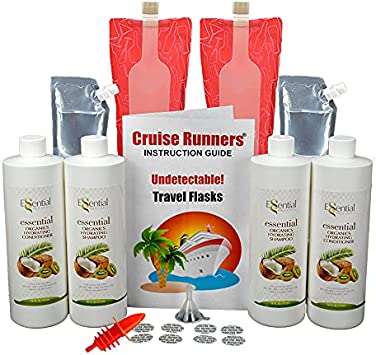 Fake Shampoo & Conditioner Bottles By CRUISE RUNNERS Hidden Liquor Smuggle Alcohol Flask Kit For Cruise | Booze Bags Enjoy Rum Runners