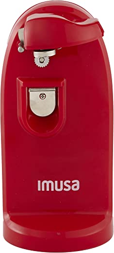 IMUSA USA Electric Can Opener with Bottle Opener and Knife Sharpener, Red