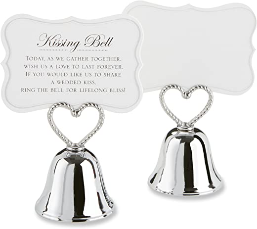 Kate Aspen (set of 24) Place Card Holders Kissing Bells, Silver 2014 Version
