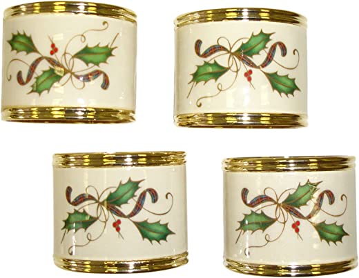 Lenox Holiday Nouveau Napkin Rings, Set of 4
