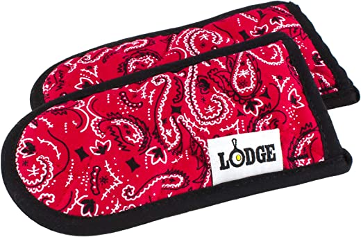 Lodge Hot Handle Holders, Bandana Design, Set of 2,Red/Black