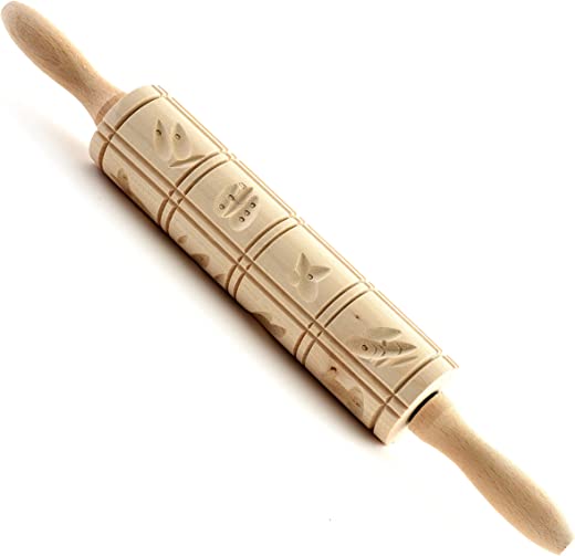Norpro Springerle Wooden Rolling Pin, 10″, Light Brown