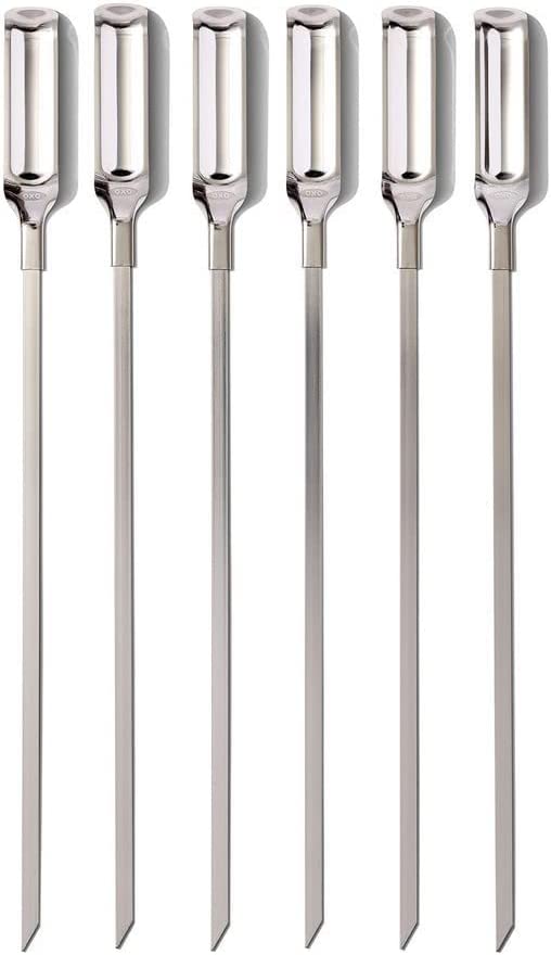 OXO Good Grips Grilling Tools, Stainless Steel Grilling Skewers – Set of 6