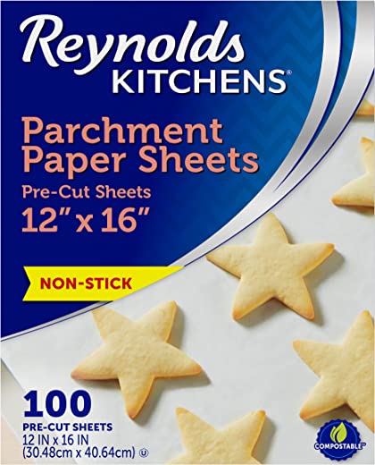 Reynolds Kitchens Parchment Paper Flat Sheets, 12×16 Inches, 100 Count
