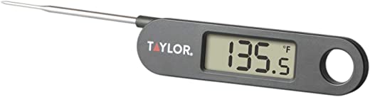 Taylor Precision Products Instant Read Digital Meat Food Grill BBQ Cooking Kitchen Thermometer, Folding Probe, Black