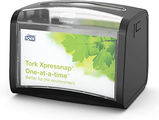Tork Xpressnap Tabletop Napkin Dispenser Black N4, Signature Range, 6.1″ x 7.9″ x 5.9″, 6232000 (Quantity 4)
