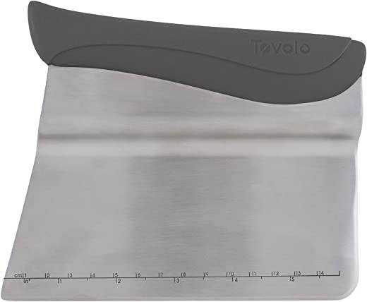 Tovolo Bench Measurement Guide Dough Divider With Offset Blade, Pastry Scraper With Ruler, Ergonomic Baking Tool, Dishwasher-Safe & BPA-Free, Charcoal