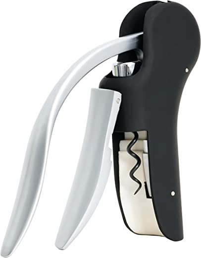 True Nautilus Easy Lever Corkscrew, Stainless Steel And Ergonomic Soft Touch Handle