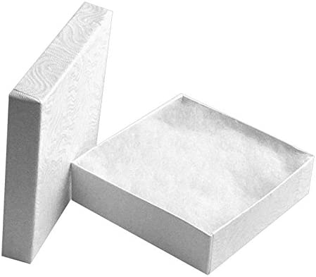 100 Cotton Filled Boxes Size 33, 3.5″ x 3.5″x 1″ , White size #33 by Jewelers Supermarket