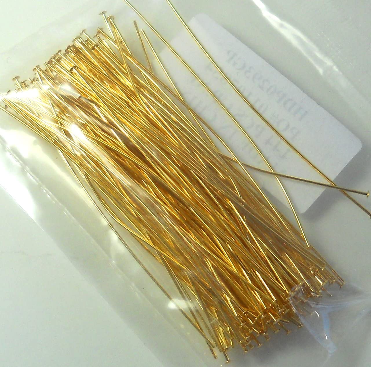 144 Head Pins .029dia X 3 Inch Gold Plating Over Brass Standard 21 Gauge Wire Beadsmith Headpins