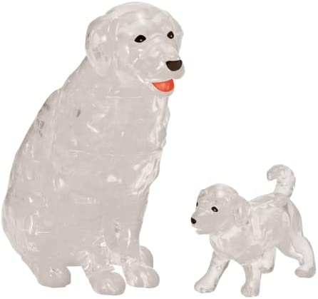 Dog and Puppy Standard Original 3D Crystal Puzzle from BePuzzled, 3 Dimensional Crystal Puzzles and Brainteasers for Puzzlers and Collectors Ages 12 and Up, and Display Item , White
