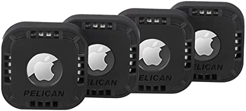 Pelican – Protector Stick-On Mount Case for Apple AirTag – Heavy-Duty – 4 Pack – Black