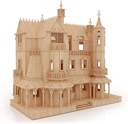 Birds Wood Shack Gothic Mansion Model Kit – 3D Wooden Puzzle for Adults – Easy to Assemble – DIY Craft Kit – Scale 124