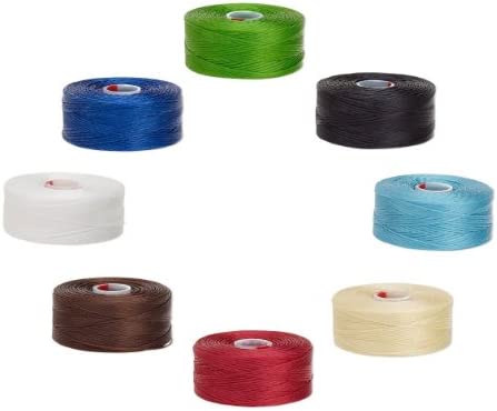 C-Lon Nylon Monocord Thread. Mixed Colors Size D. 8 Bobbins of 78 yards (234 feet)