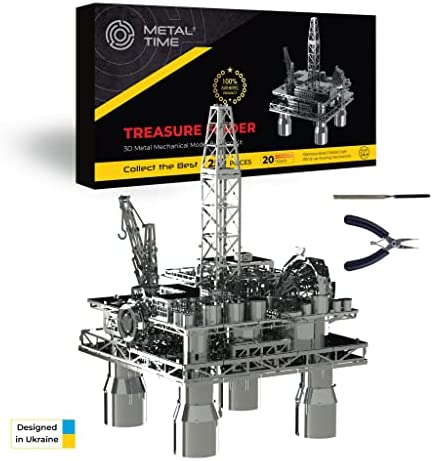 METAL-TIME, Offshore Drilling Rig Model, Metal Model Kits, Offshore Platform, 3D Metal Puzzle, Treasure Finder 3D Model Kits to Build for Adults by Metal Time, 8 Difficulty Level, 250 Pieces.
