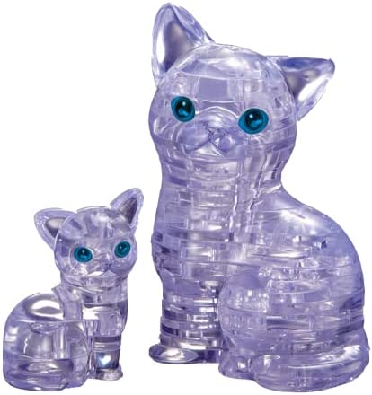 Bepuzzled Original 3D Crystal Puzzle – Cat & Kitten, Clear – Fun yet challenging brain teaser that will test your skills and imagination, For Ages 12+