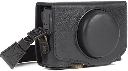 MegaGear MG1176 Canon PowerShot SX740 HS, SX730 HS Ever Ready Genuine Leather Camera Case with Strap – Black