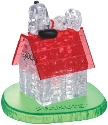 BePuzzled Original 3D Crystal Jigsaw Puzzle – Snoopy and House Assembly Brain Teaser, Fun Yet Challenging Peanuts Model Toy Gift Decoration for Adults & Kids Age 12 and Up, 50 Pieces (Level 1)