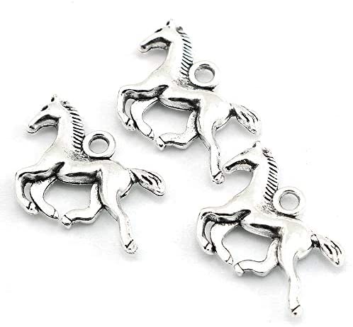Lind Kitchen 50pcs Horse Charms Pendants Alloy DIY Bracelet Necklace Jewelry Making Craft Accessories 20x15mm (Antique Silver)