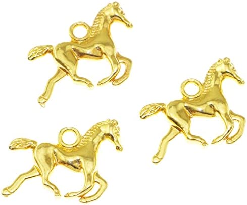 Lind Kitchen 50PCS 20x15mm Horse Charms Pendants, Horsemanship Beads Charms Supplies, DIY Bracelet Necklace Jewelry Making Craft Accessories, Golden