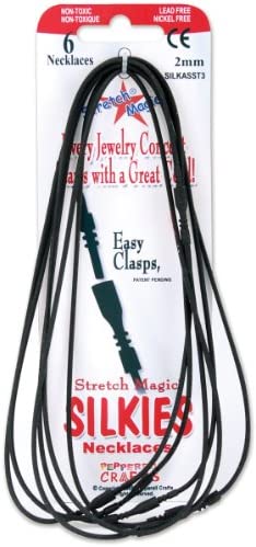 Stretch Magic Silkies Necklace Cords 2mm, 6/Pkg Black